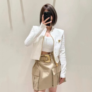 balmain textured zip-up cardigan